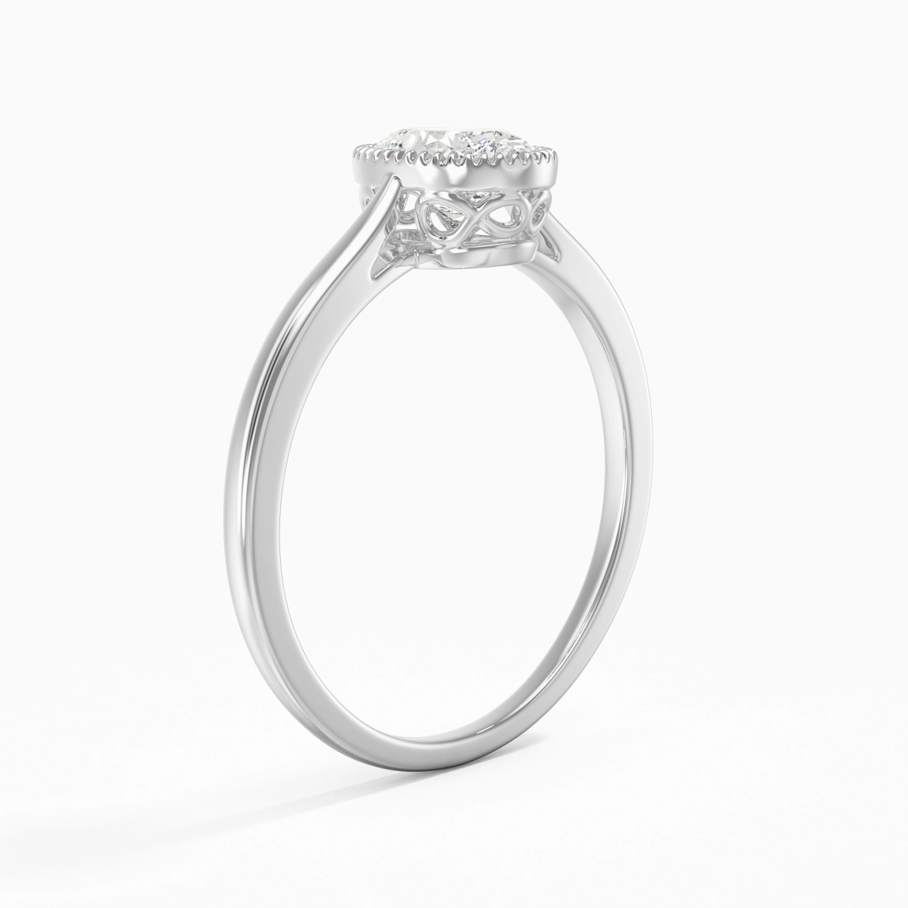 Vintage Infinity Milgrain Oval Cut Engagement Ring
