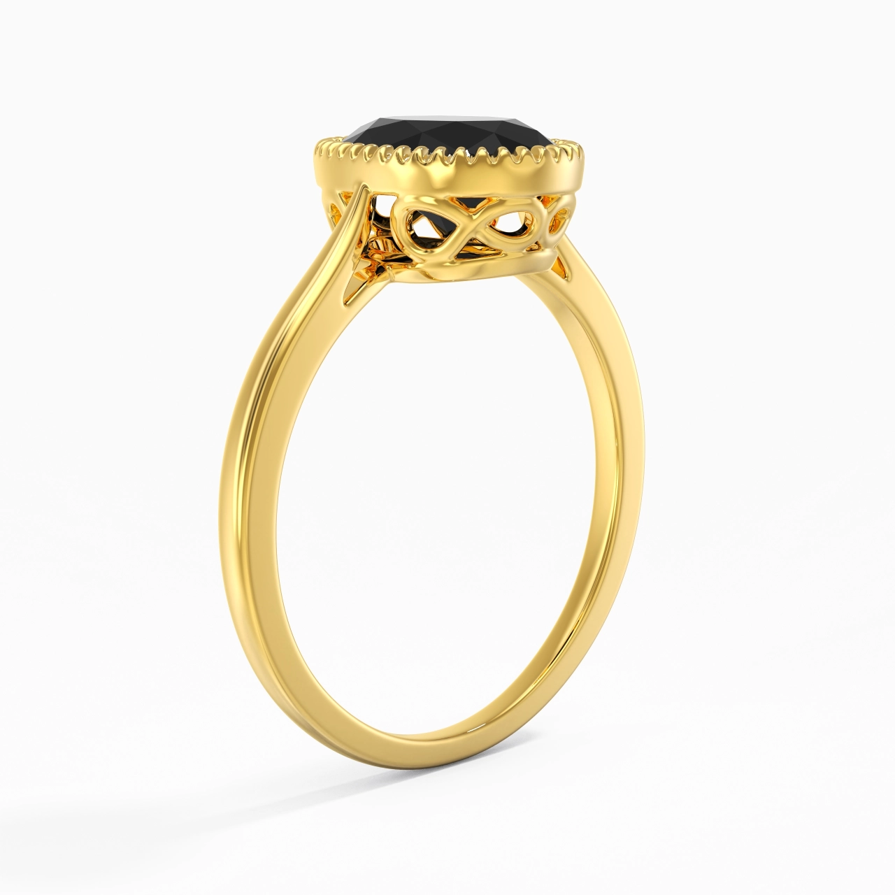 Vintage Infinity Milgrain Oval Cut Engagement Ring