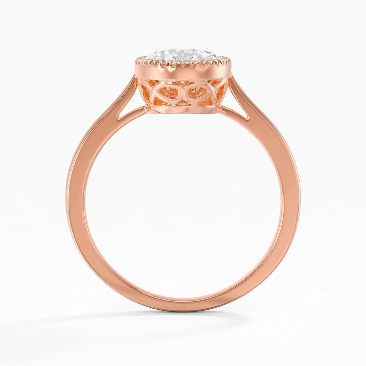 Vintage Infinity Milgrain Oval Cut Engagement Ring