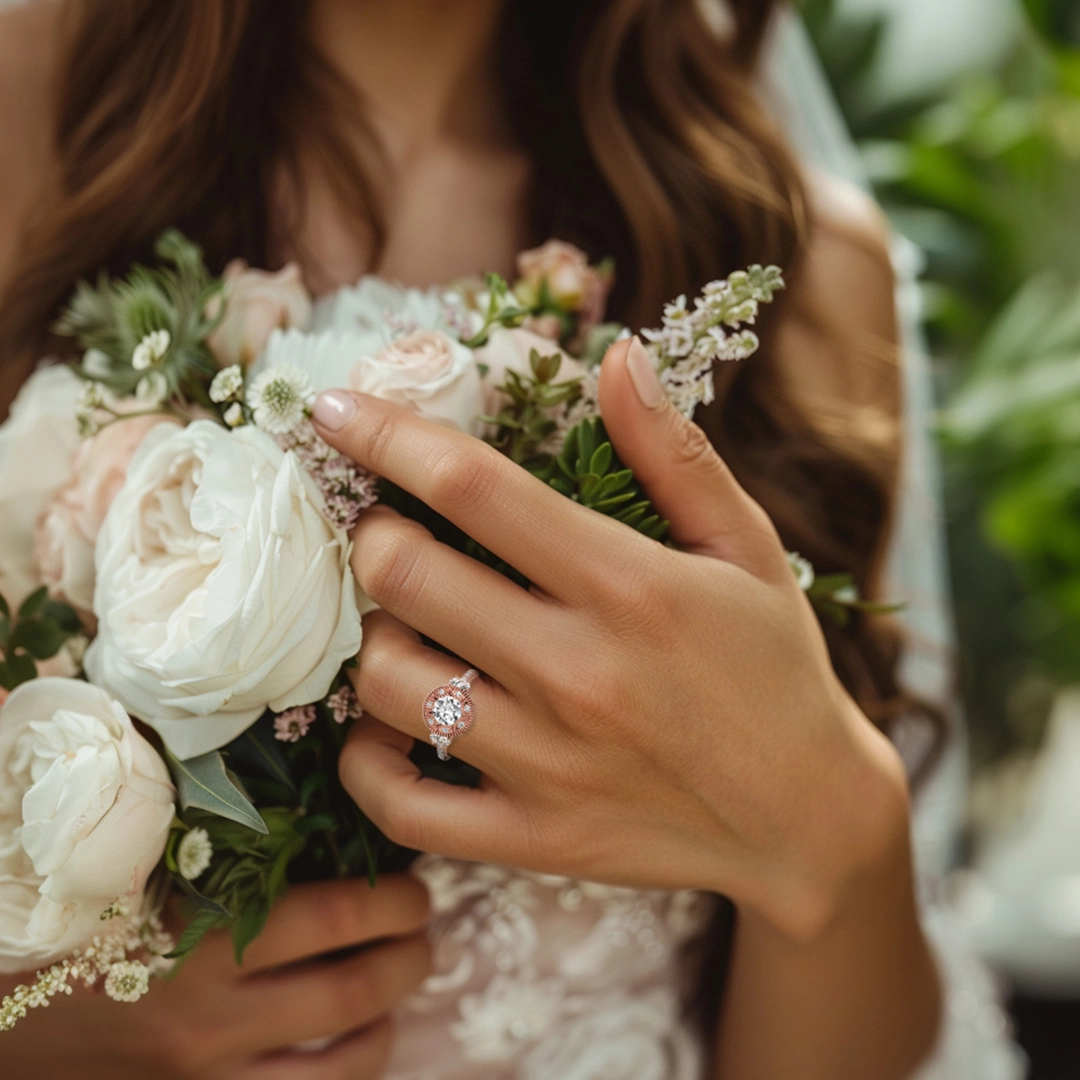 Vintage Milgrain Round Cut Engagement Ring