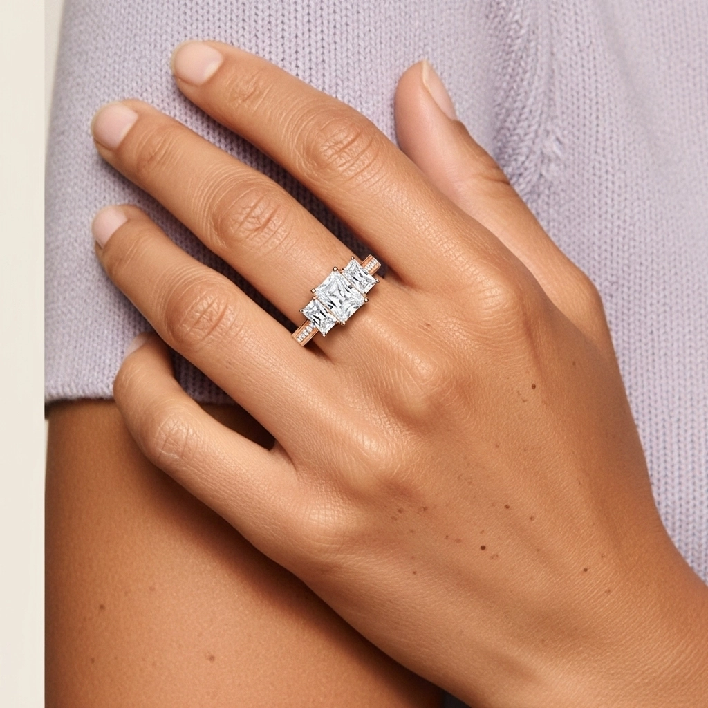 925 Sterling Silver Moissanite Engagement Ring