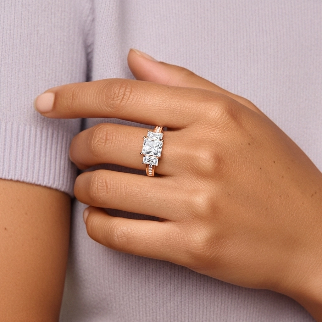 925 Sterling Silver Moissanite Engagement Ring