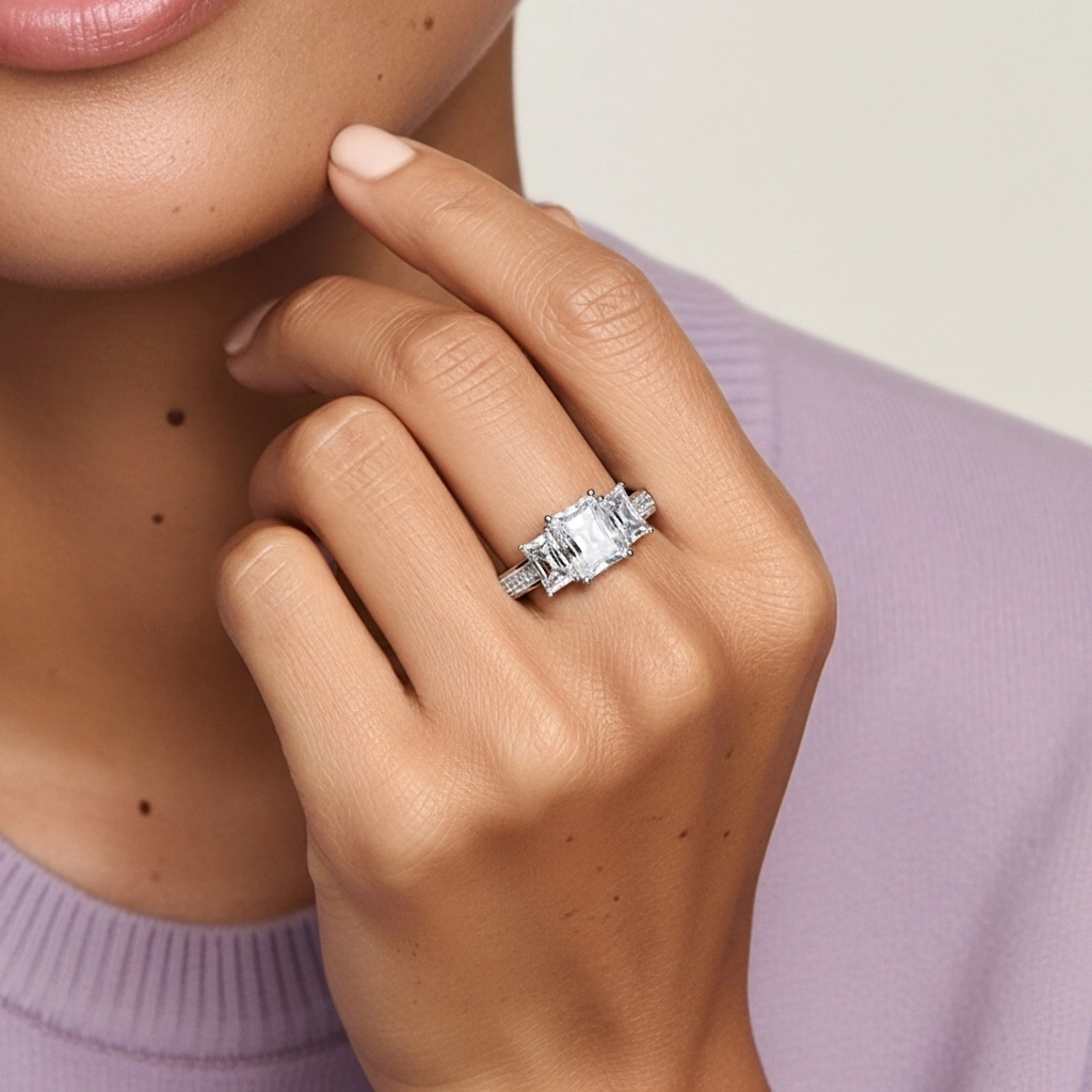 Platinum Moissanite Engagement Ring