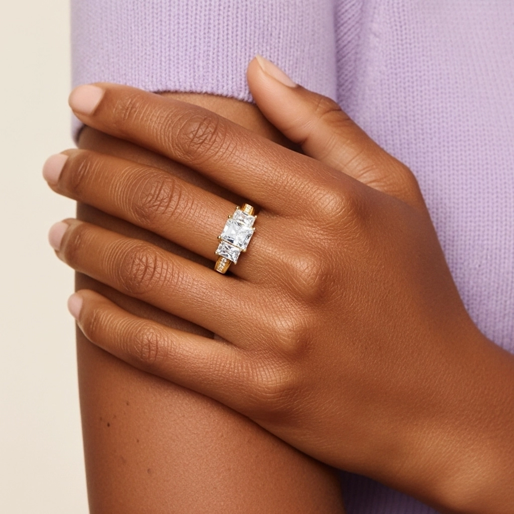 18K Gold Moissanite Engagement Ring