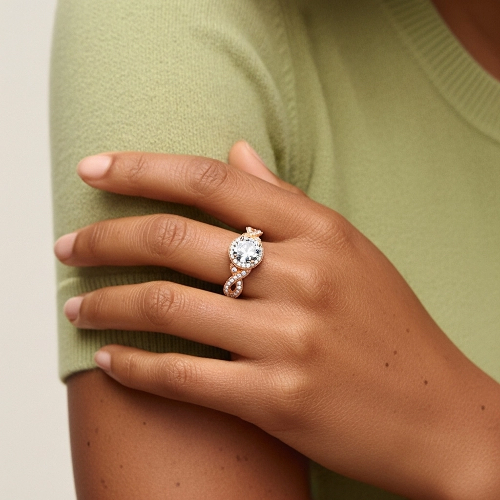 925 Sterling Silver Moissanite Engagement Ring