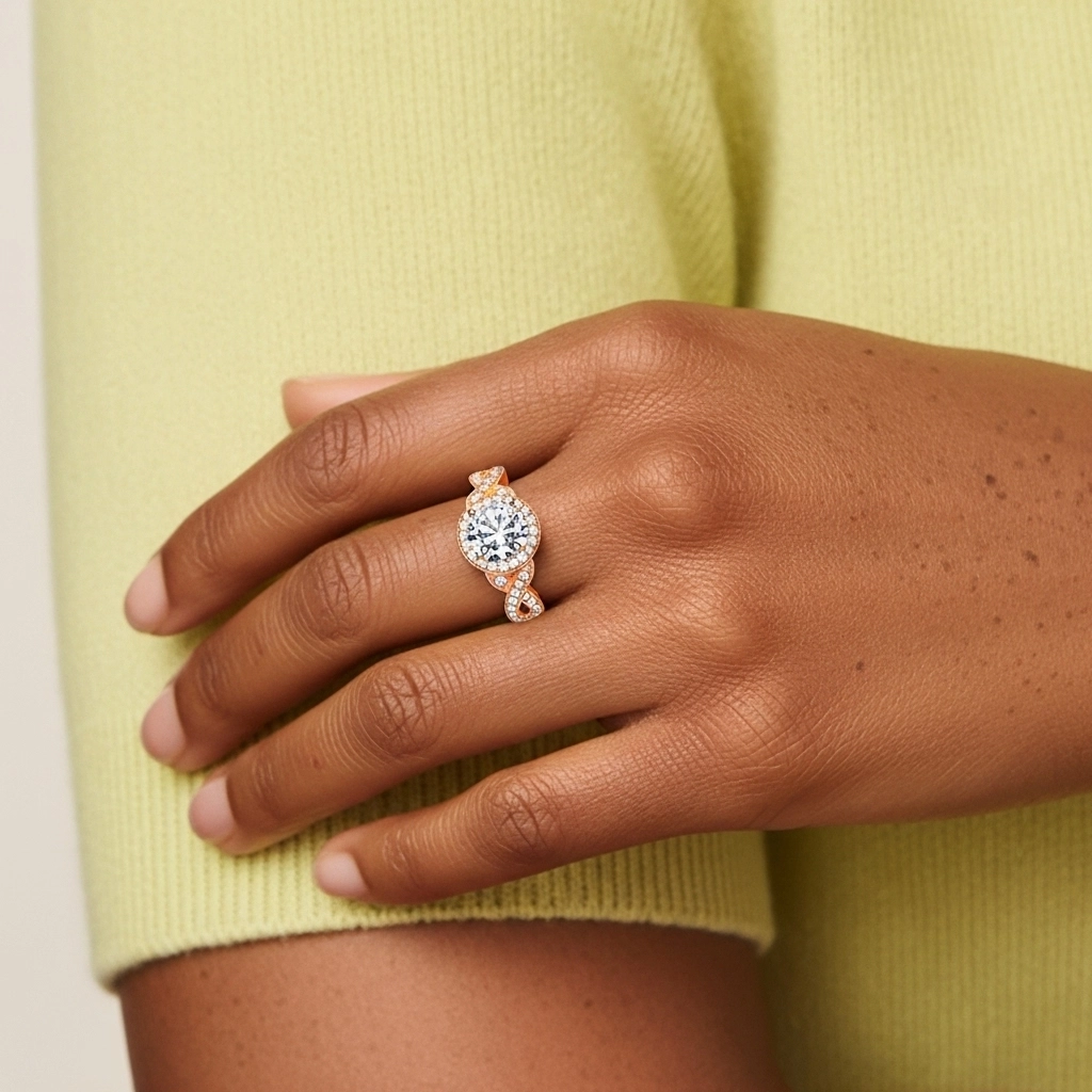 925 Sterling Silver Moissanite Engagement Ring