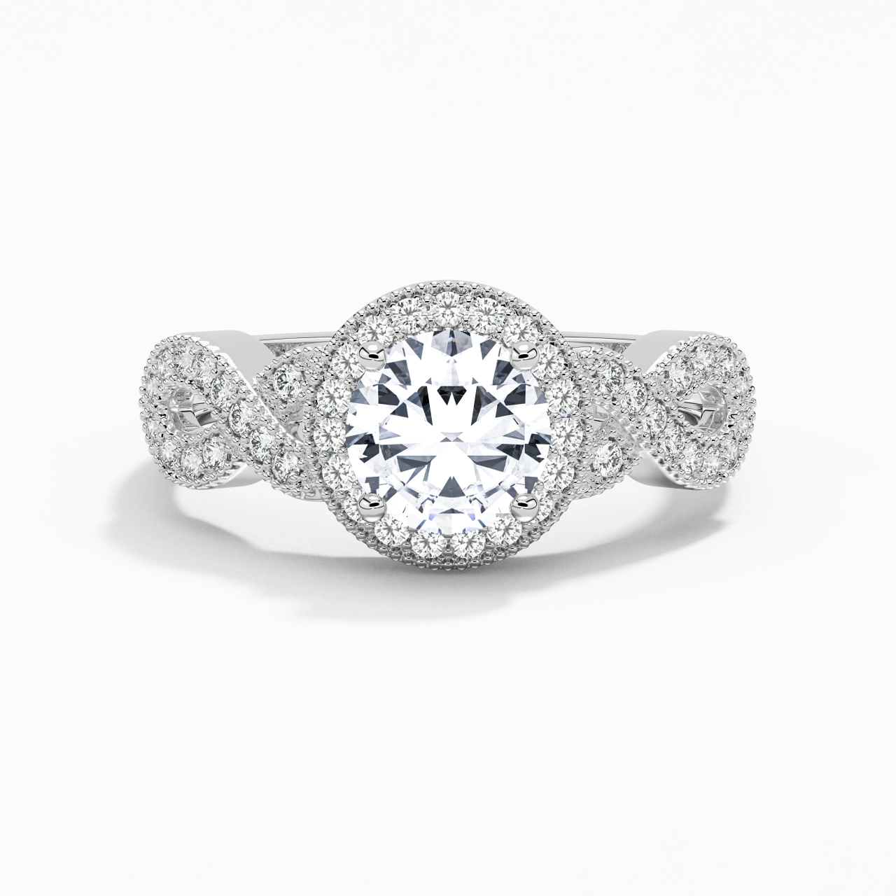 14K White Gold Moissanite Engagement Ring