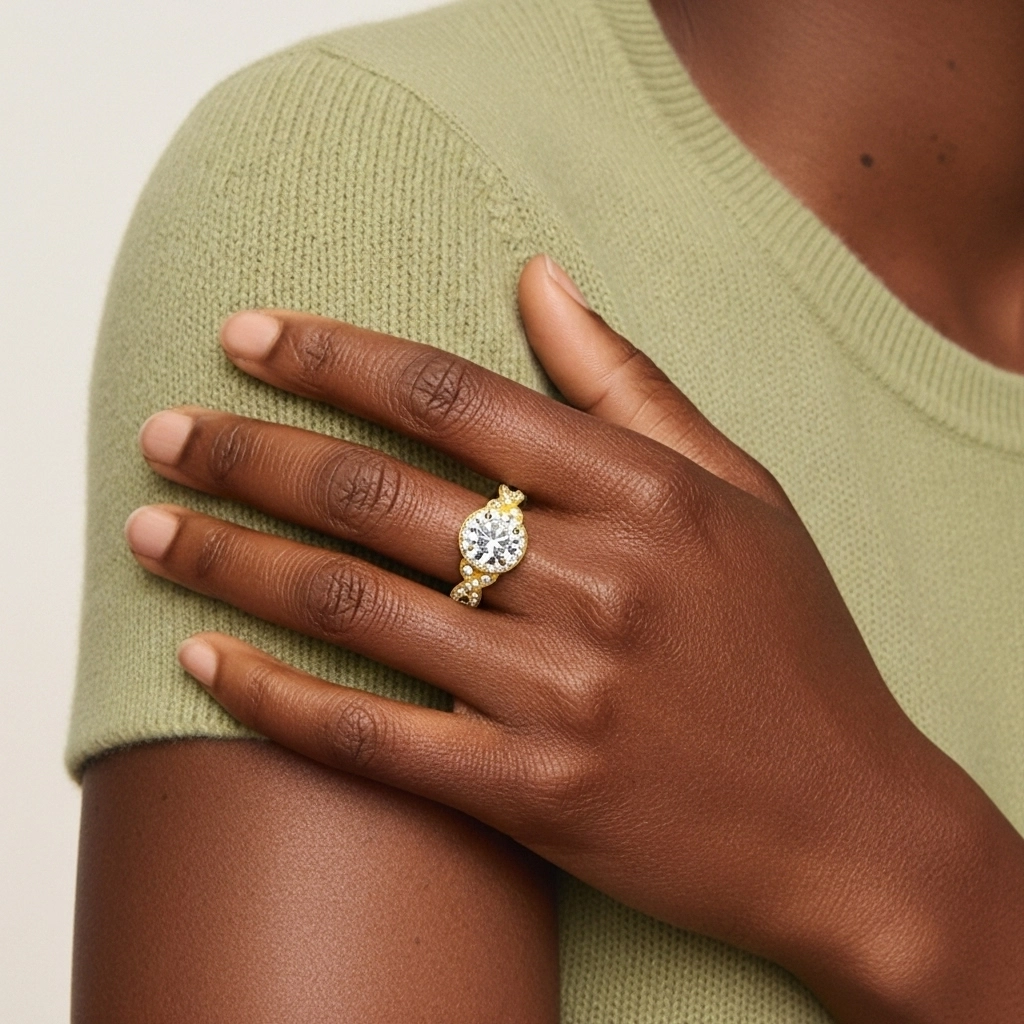 925 Sterling Silver Moissanite Engagement Ring