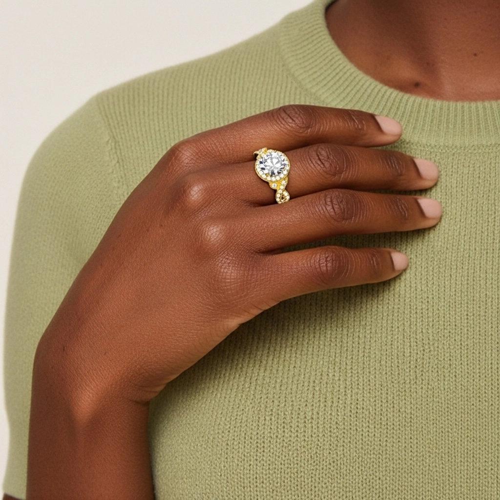 925 Sterling Silver Moissanite Engagement Ring