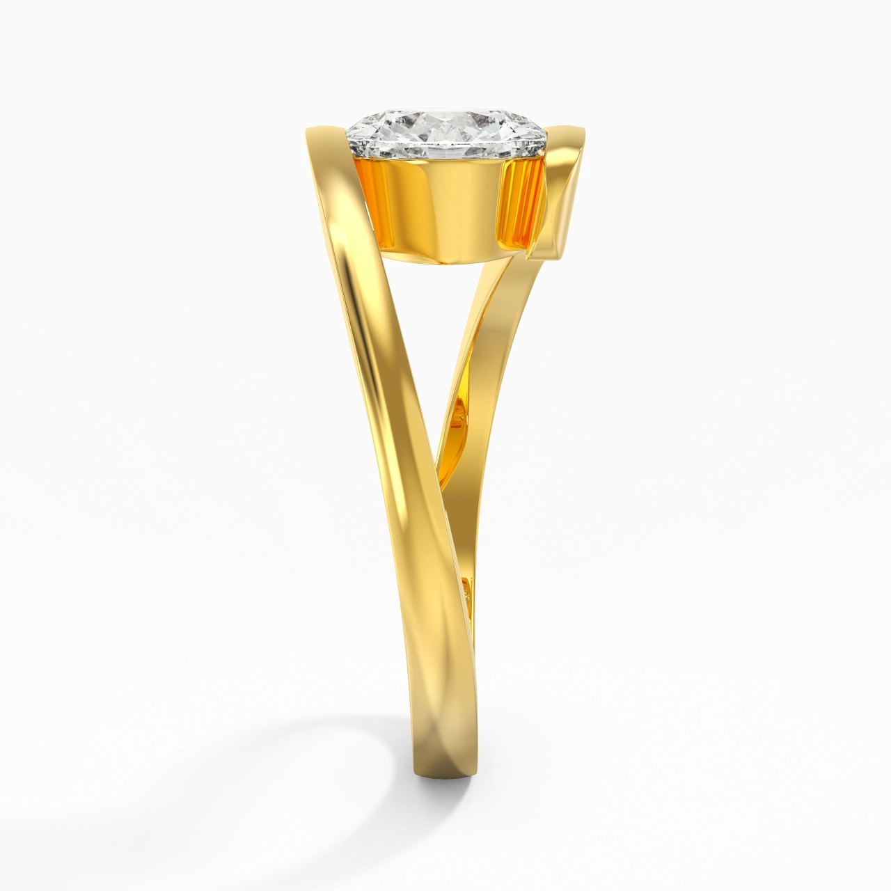 18K Gold Moissanite Engagement Ring