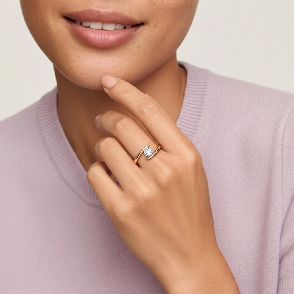 18K Rose Gold Moissanite Engagement Ring