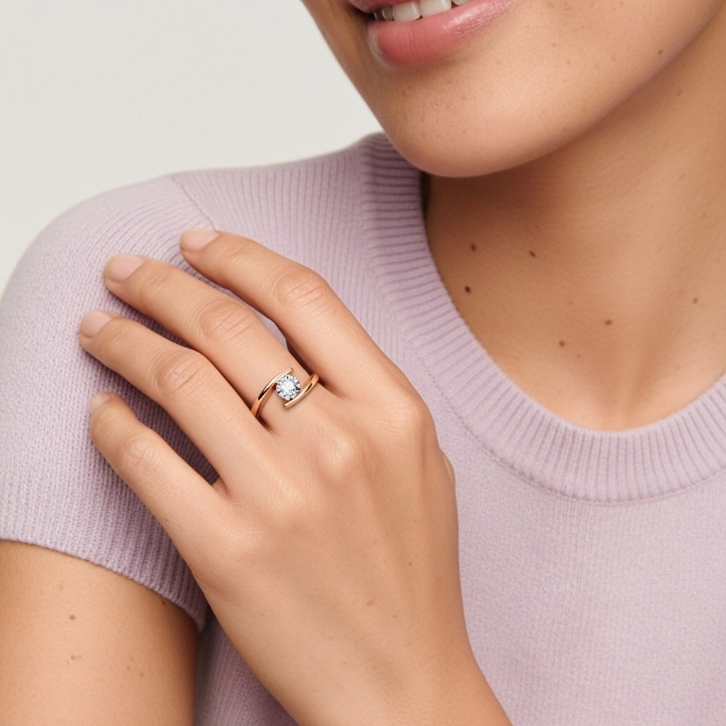 18K Rose Gold Moissanite Engagement Ring