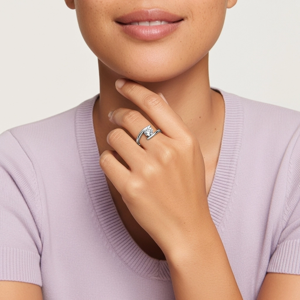 Platinum Moissanite Engagement Ring