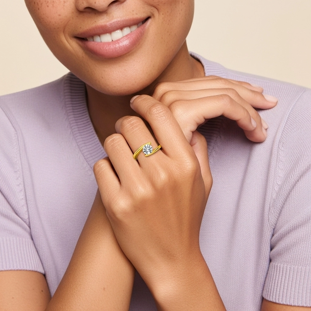 14K Gold Moissanite Engagement Ring