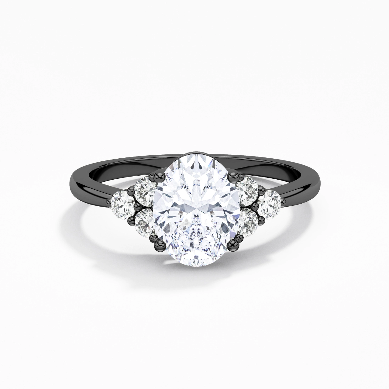 925 Sterling Silver Cluster Tapered Engagement Ring