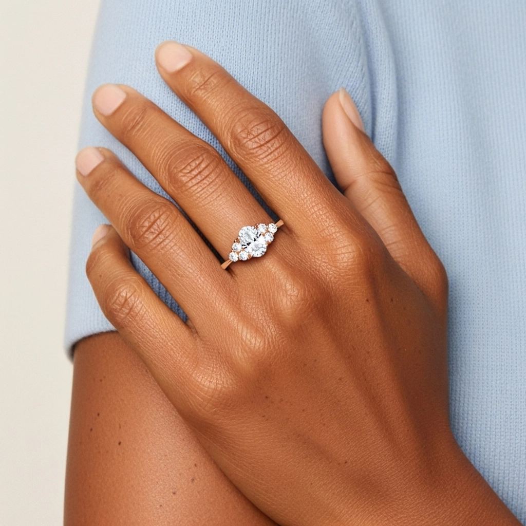 925 Sterling Silver Moissanite Engagement Ring