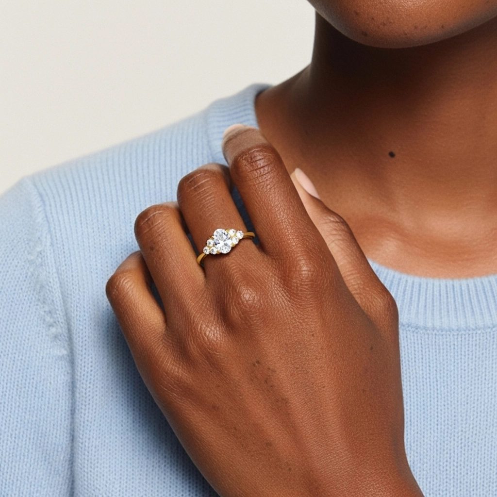 18K Gold Moissanite Engagement Ring