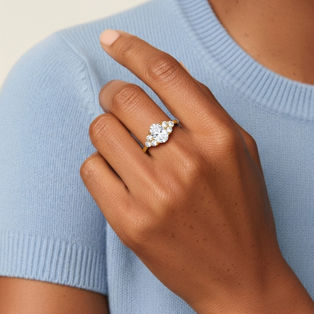 18K Gold Moissanite Engagement Ring