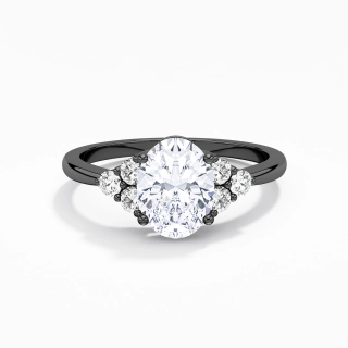 925 Sterling Silver Cluster Tapered Engagement Ring