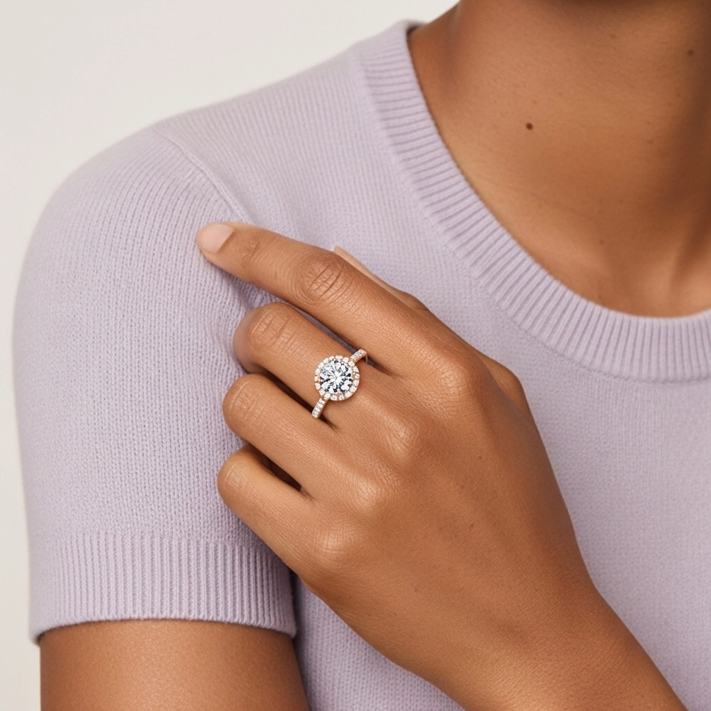 14K Rose Gold Moissanite Engagement Ring