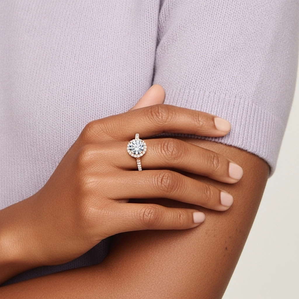 14K Rose Gold Moissanite Engagement Ring