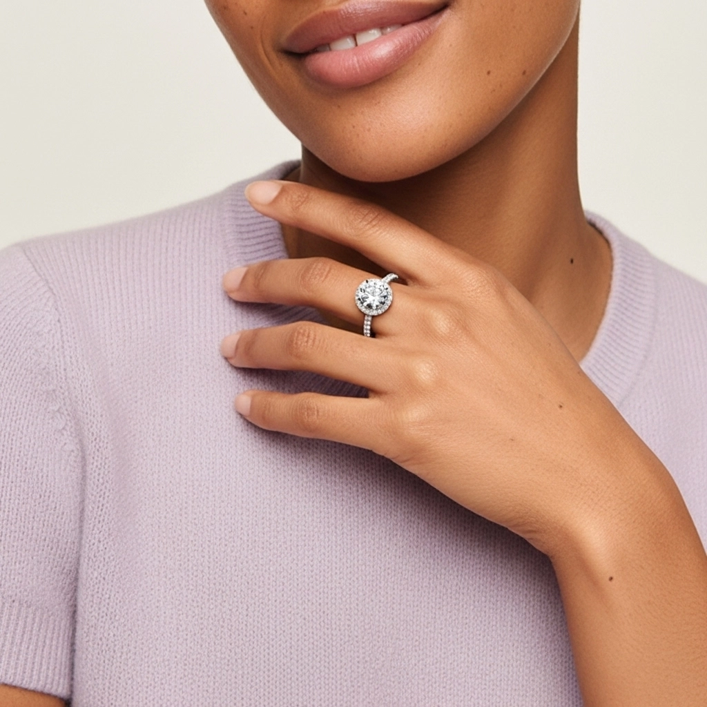 Argent sterling 925 Moissanite Bague de fiançailles