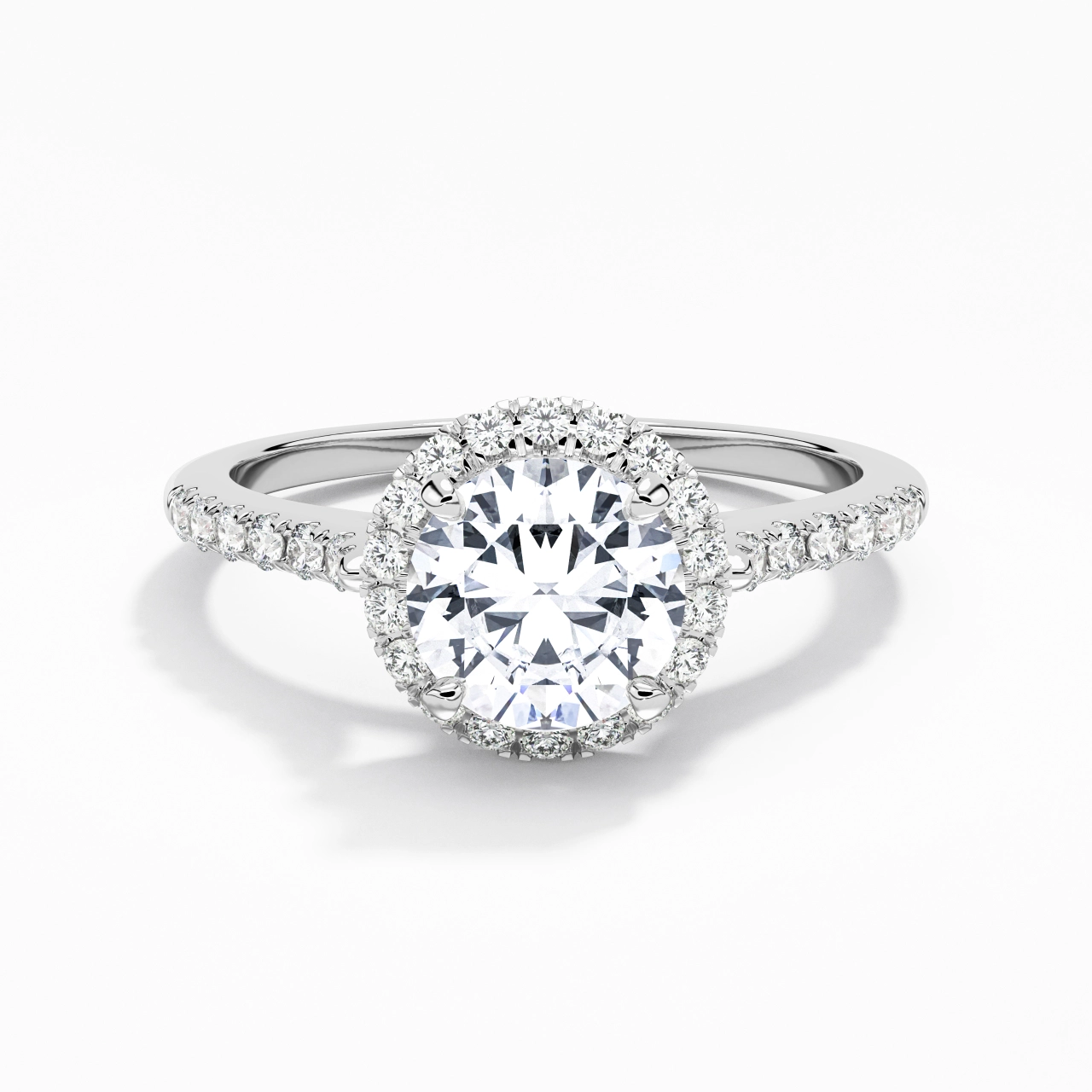 14K White Gold Moissanite Engagement Ring