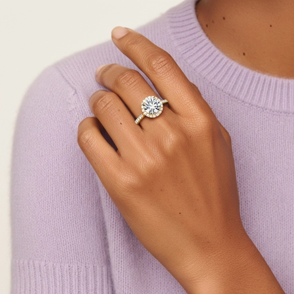 Argent sterling 925 Moissanite Bague de fiançailles