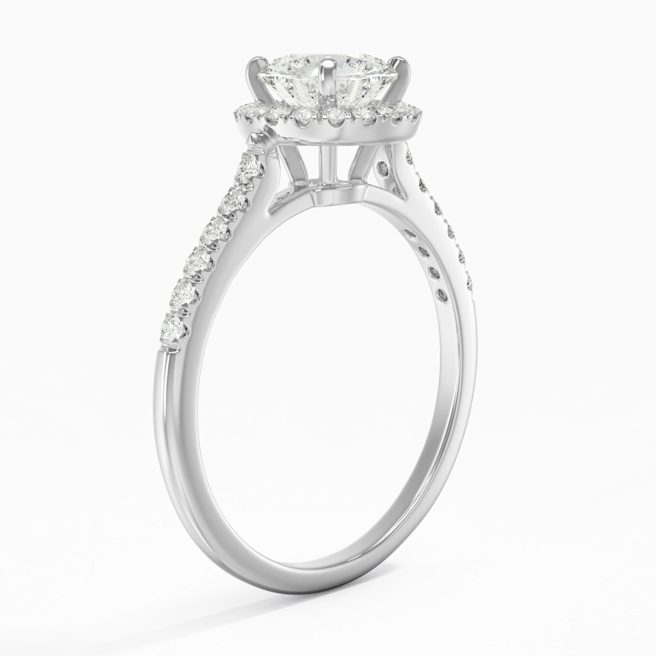 14K White Gold Moissanite Engagement Ring