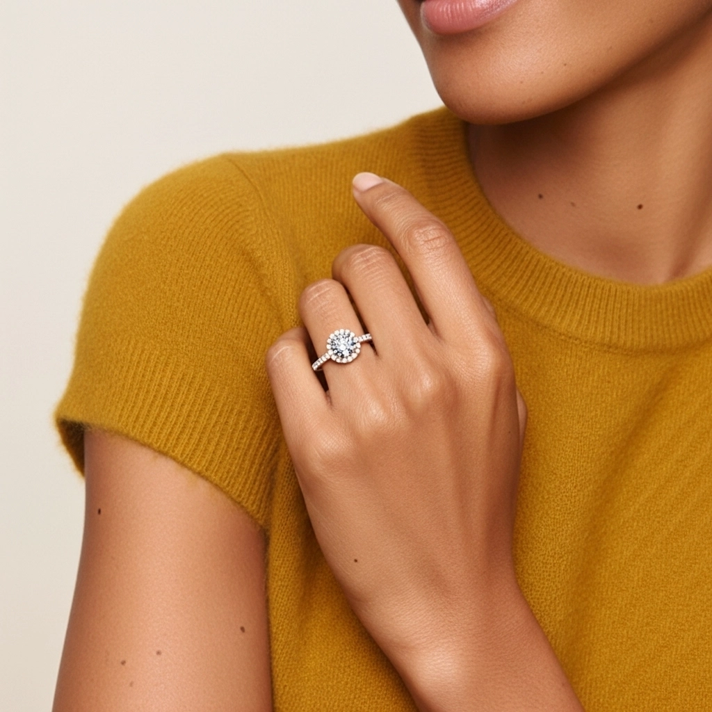 925 Sterling Silver Moissanite Engagement Ring