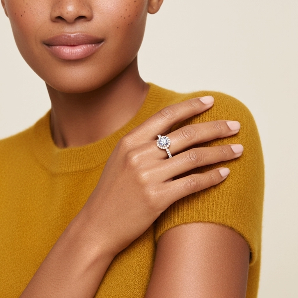 925 Sterling Silver Moissanite Engagement Ring