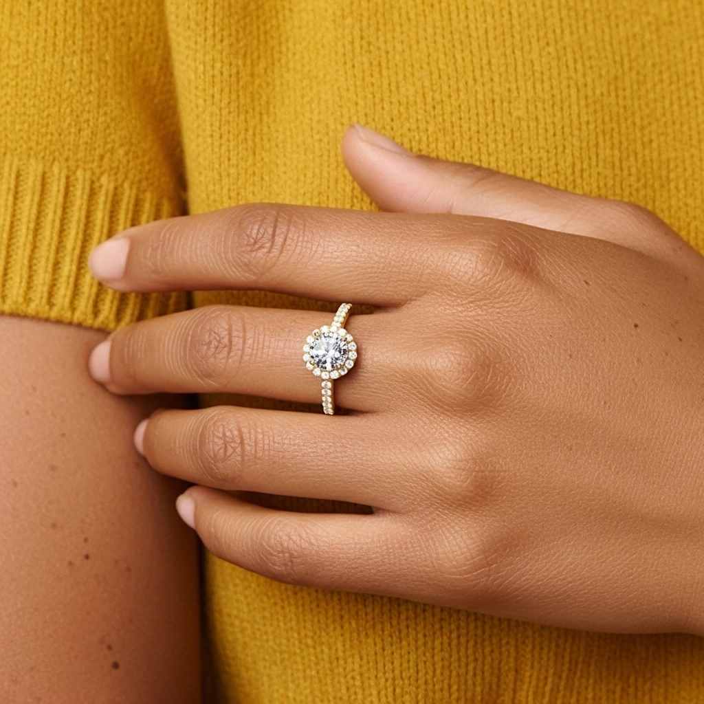 14K Gold Moissanite Engagement Ring