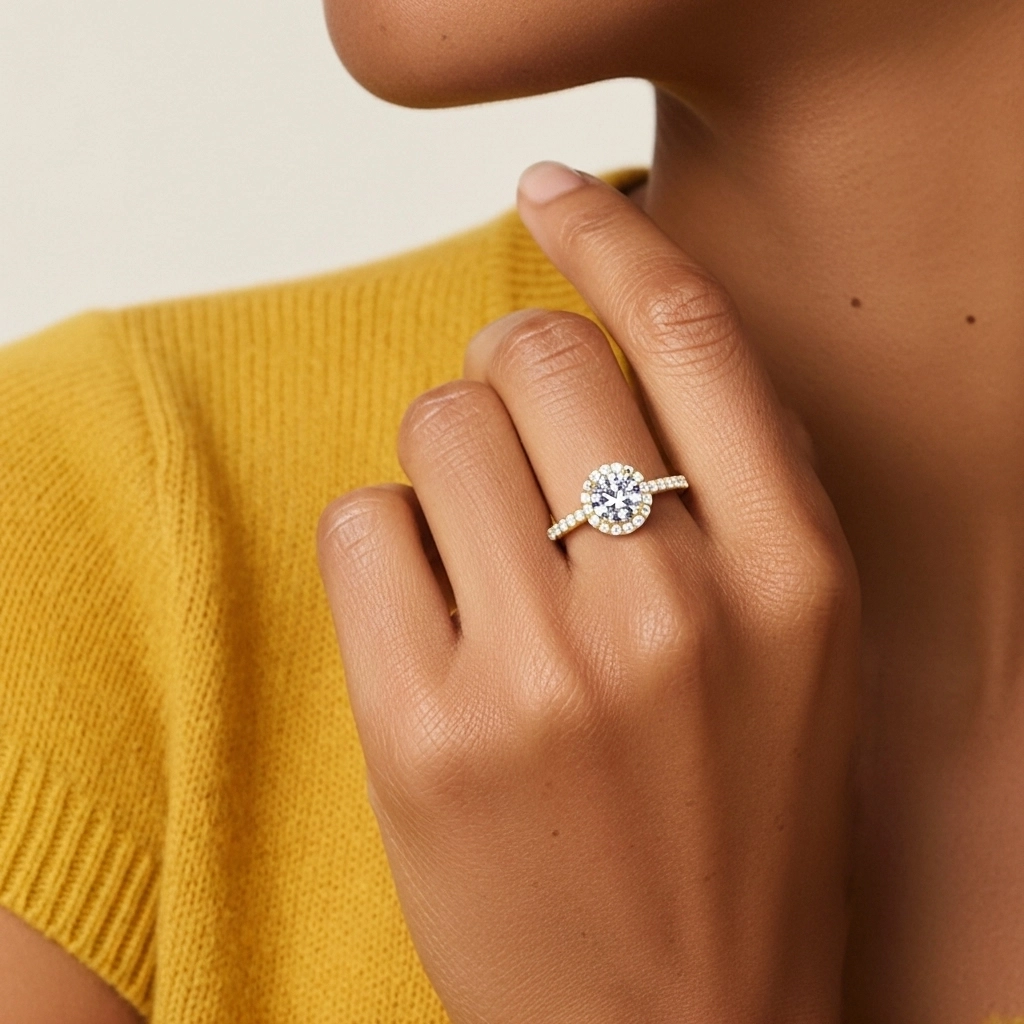 14K Gold Moissanite Engagement Ring