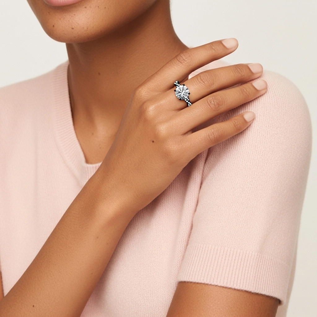 925 Sterling Silver Prong Intertwined Engagement Ring