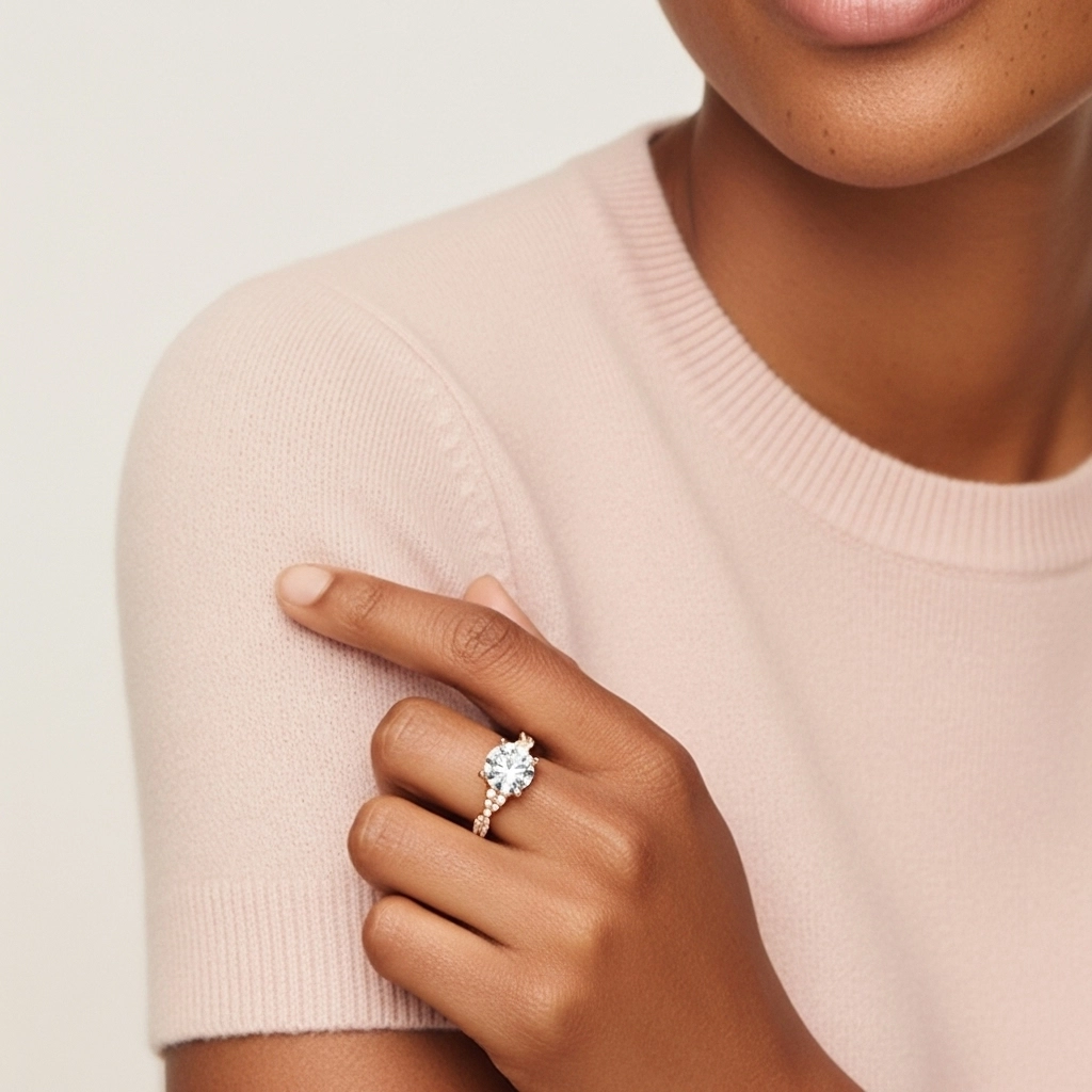 925 Sterling Silver Moissanite Engagement Ring