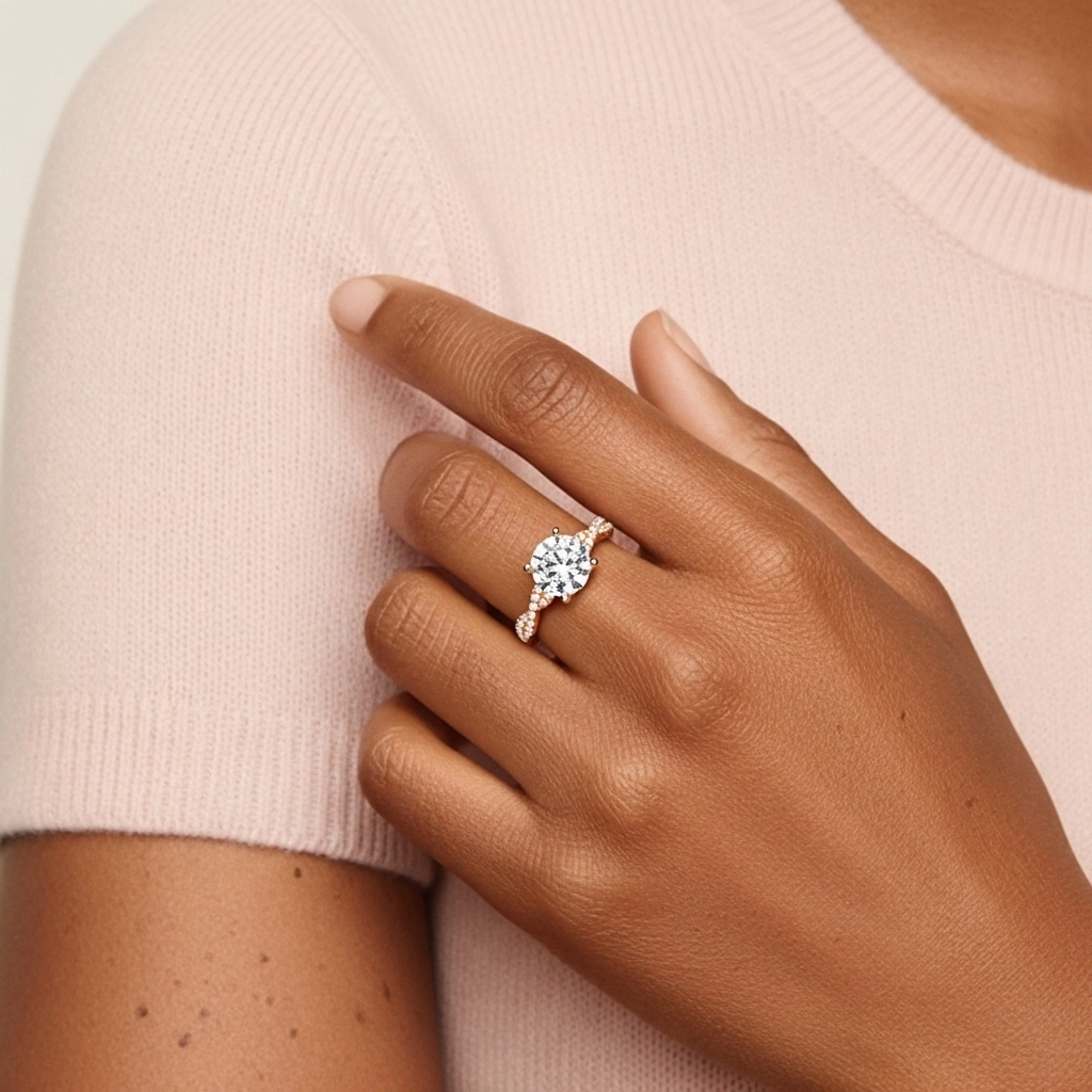 925 Sterling Silver Moissanite Engagement Ring