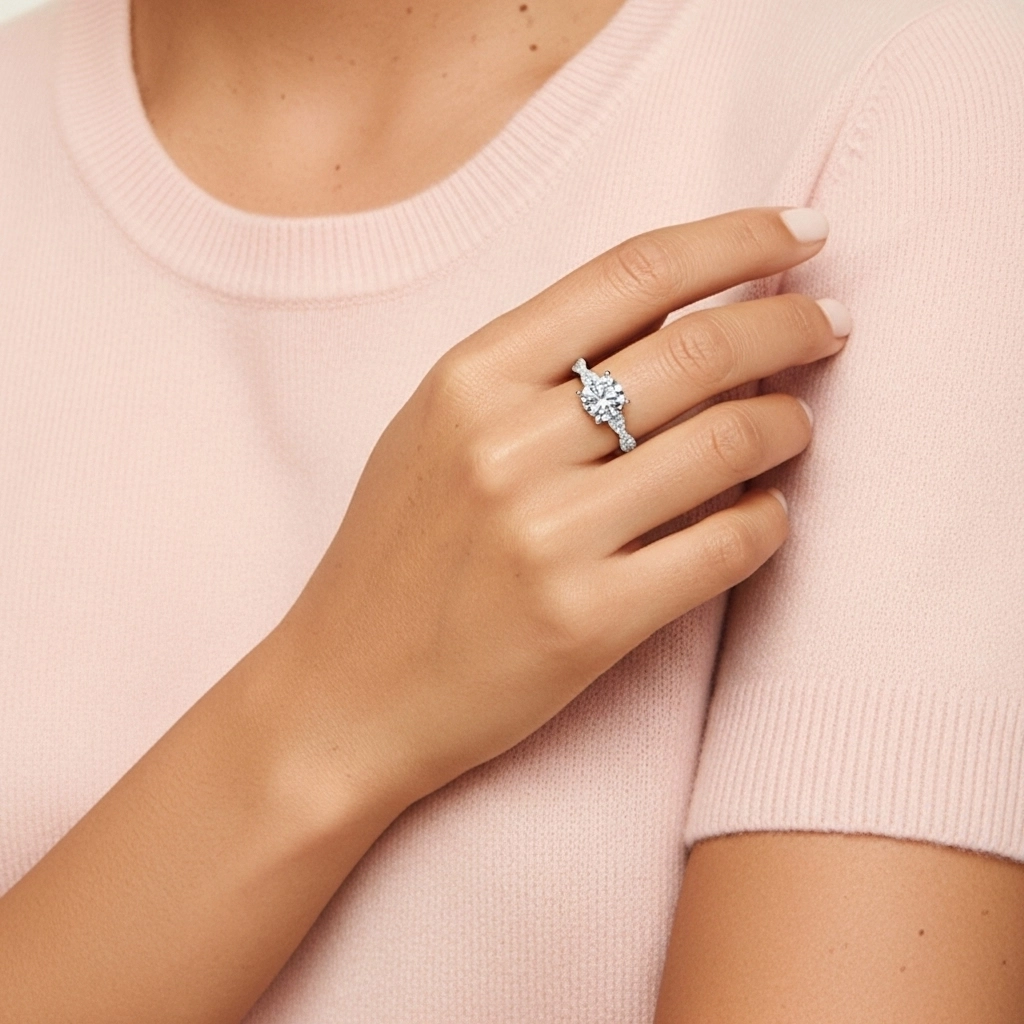 Platinum Moissanite Engagement Ring