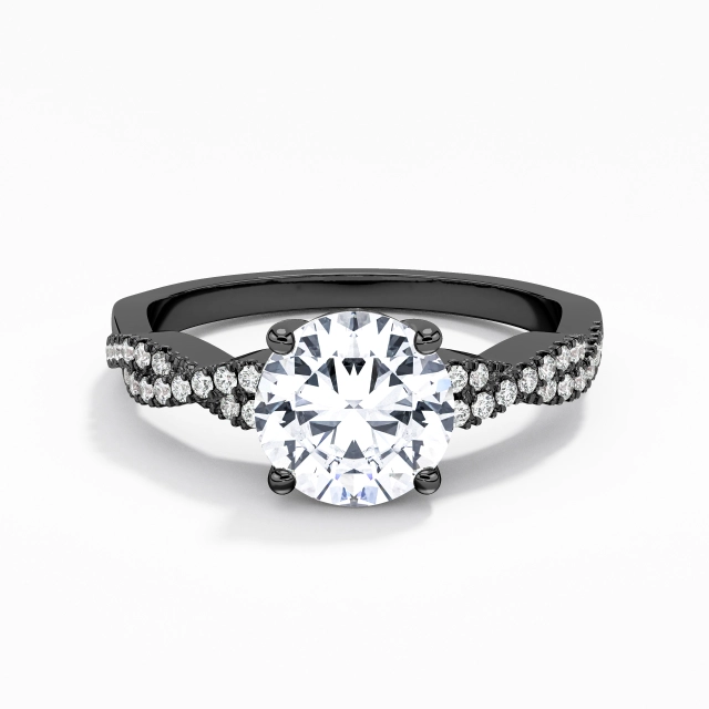 Black Prong Classic 1.50ct Moissanite Engagement Ring Intertwined 925 Sterling Silver