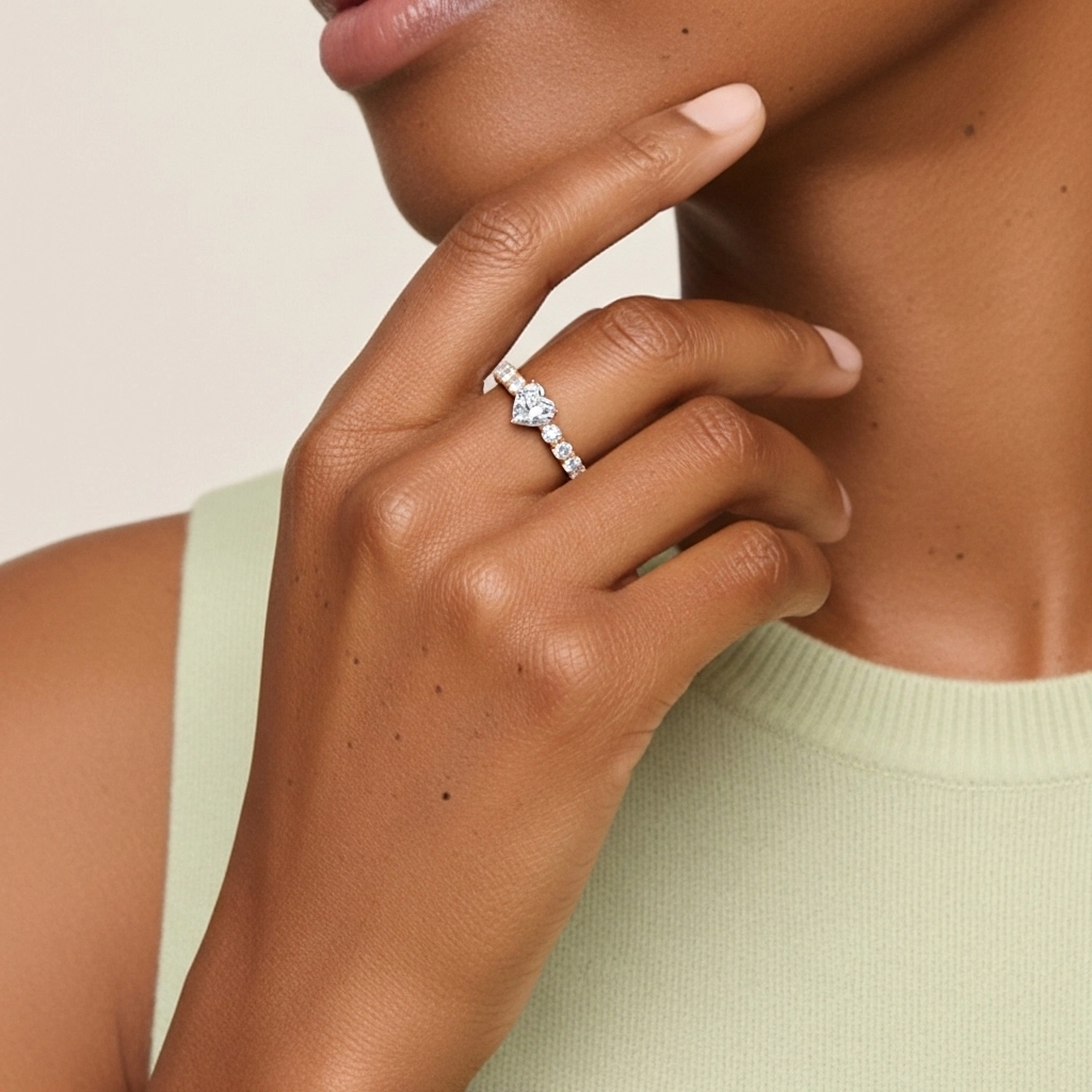 925 Sterling Silver Moissanite Engagement Ring