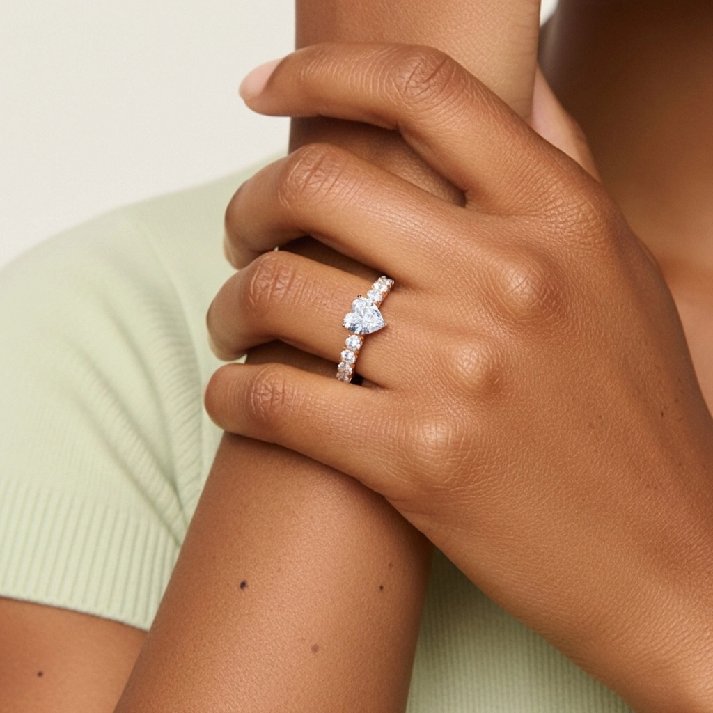 925 Sterling Silver Moissanite Engagement Ring