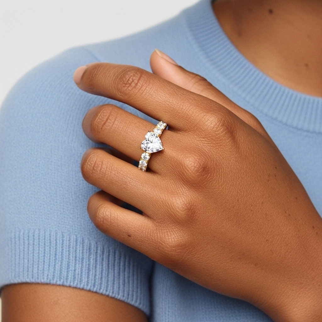 14K Gold Moissanite Engagement Ring