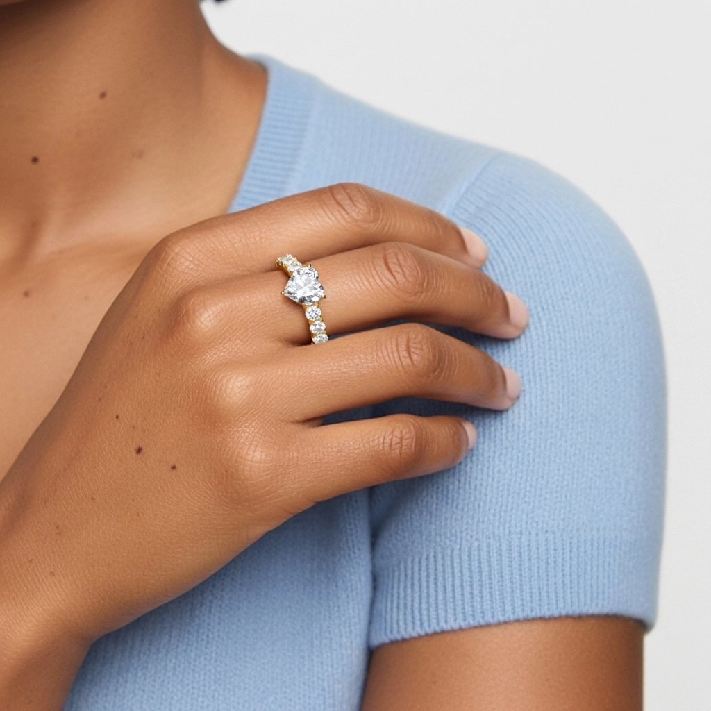 14K Gold Moissanite Engagement Ring