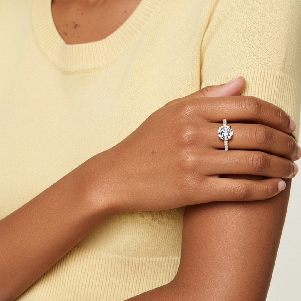 925 Sterling Silver Moissanite Engagement Ring