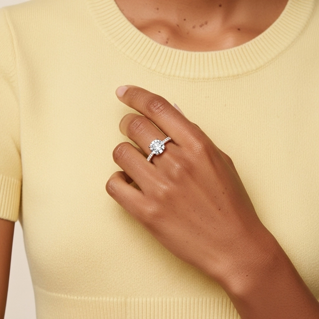 925 Sterling Silver Moissanite Engagement Ring