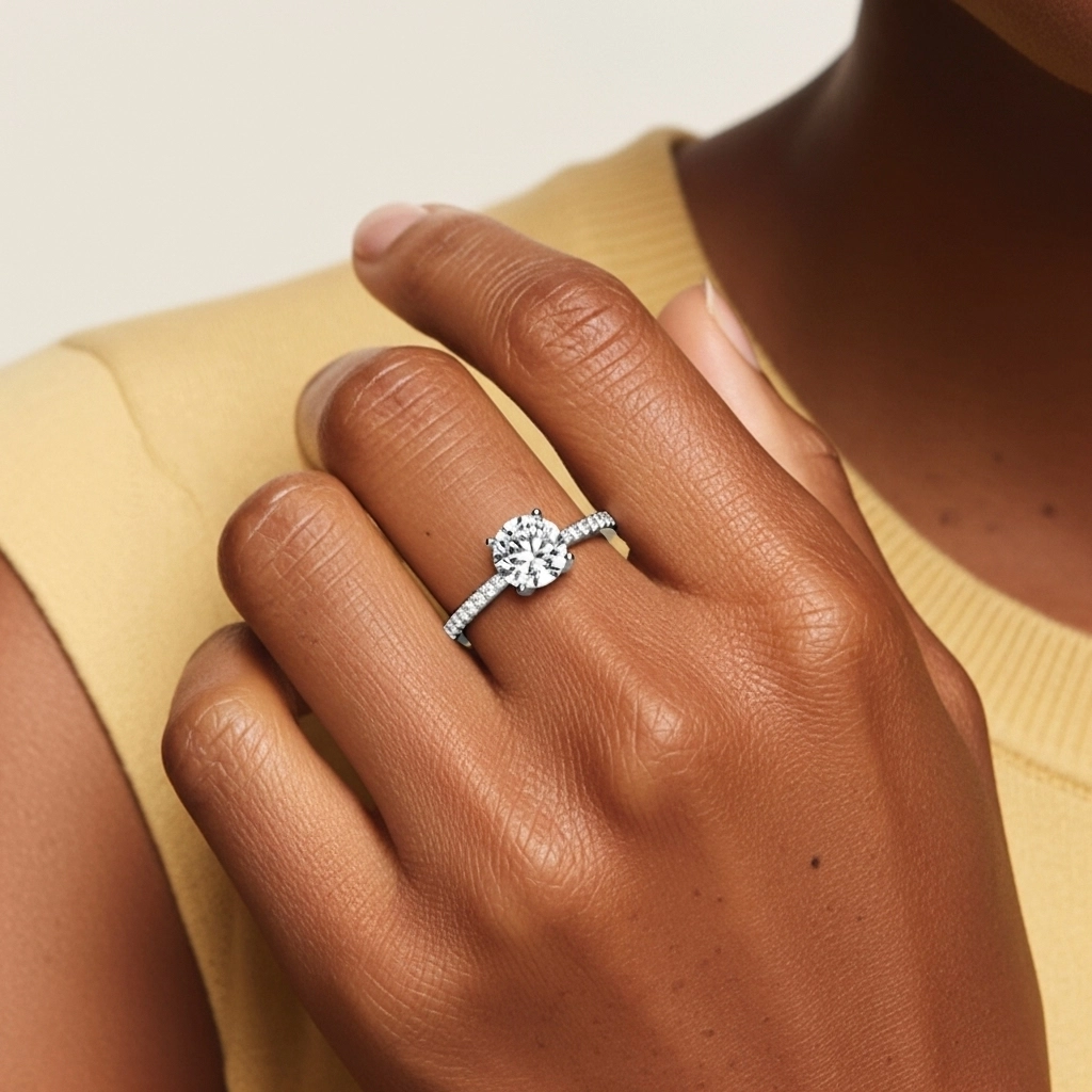 Or blanc 14 carats Moissanite Bague de fiançailles