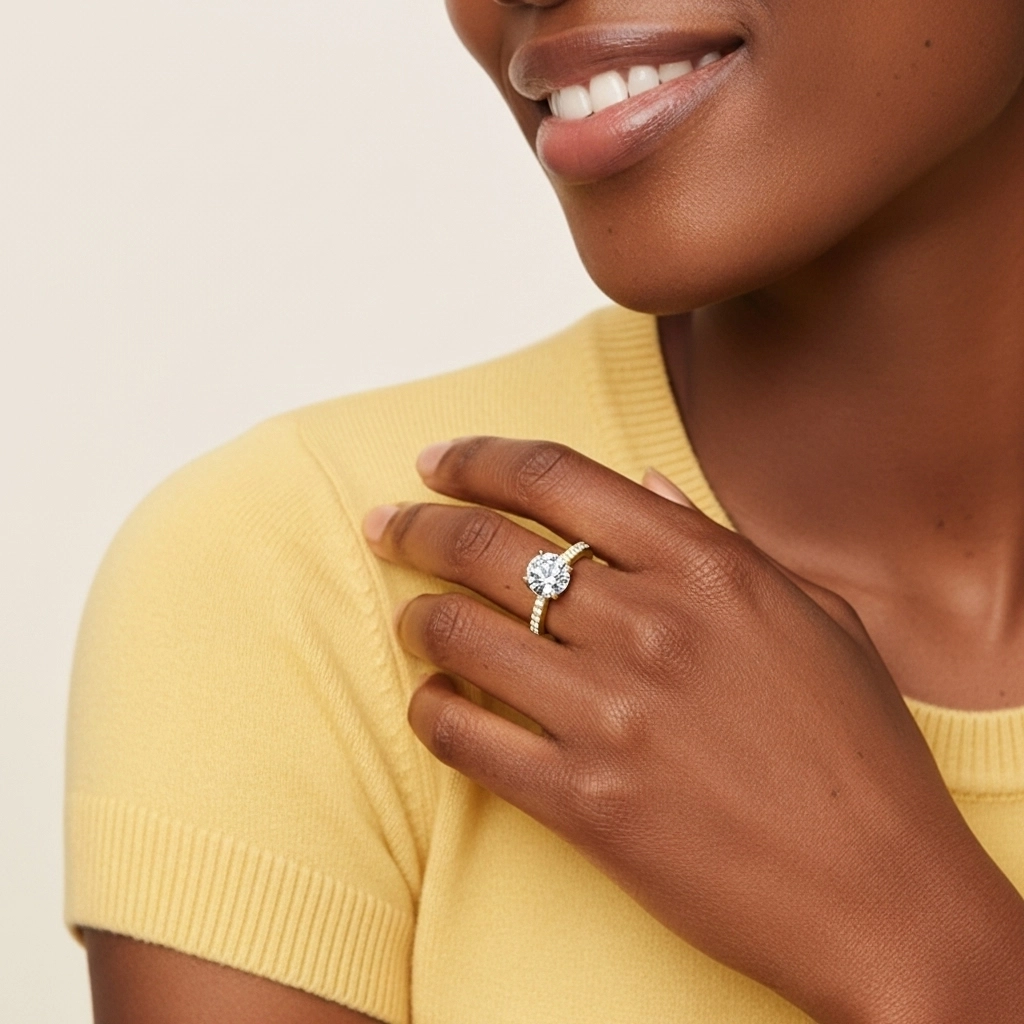 Or 18 carats Moissanite Bague de fiançailles