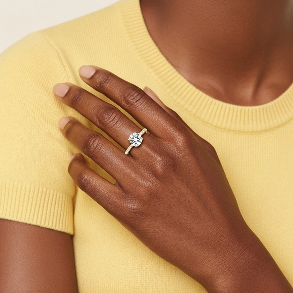 Or 18 carats Moissanite Bague de fiançailles