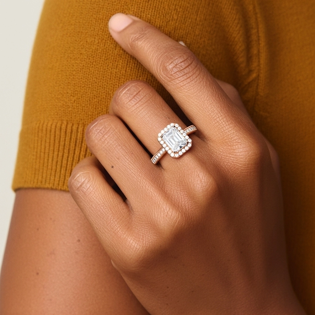 14K Rose Gold Moissanite Engagement Ring