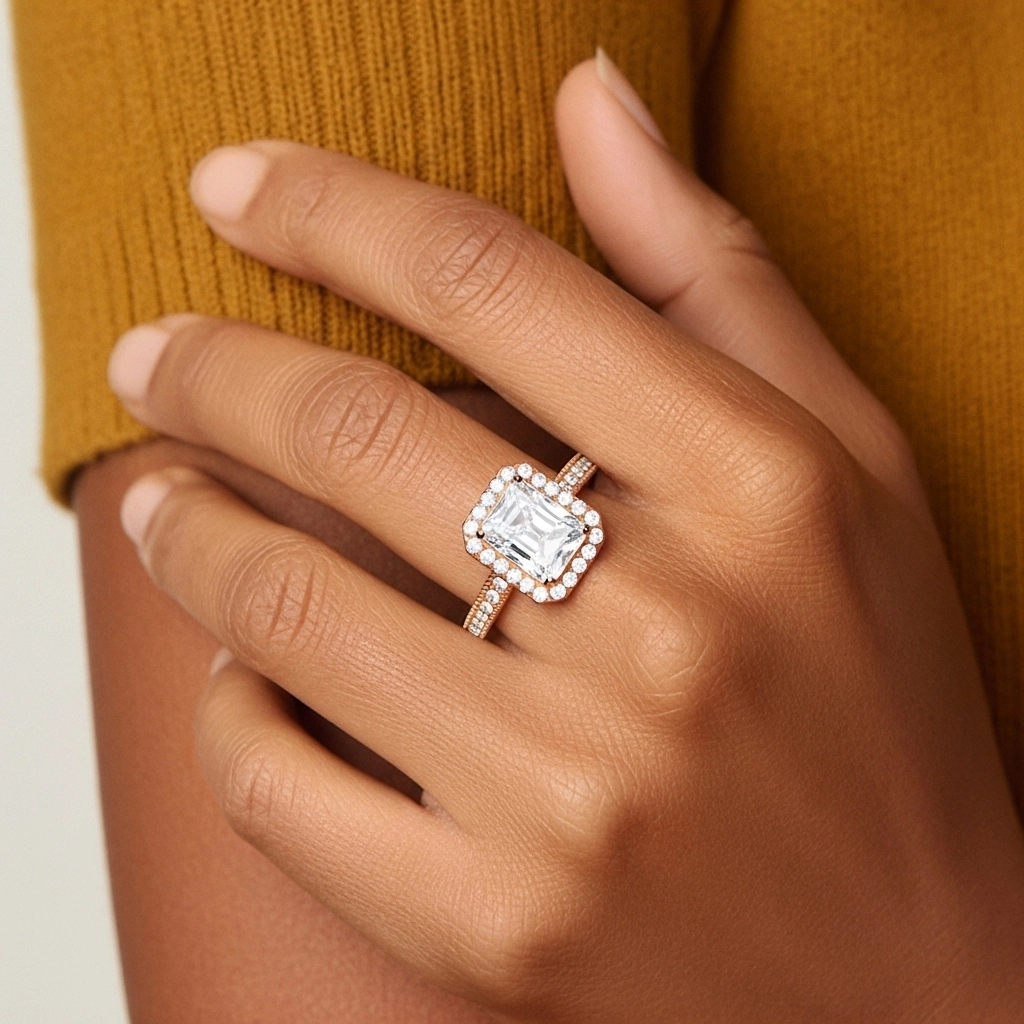 14K Rose Gold Moissanite Engagement Ring