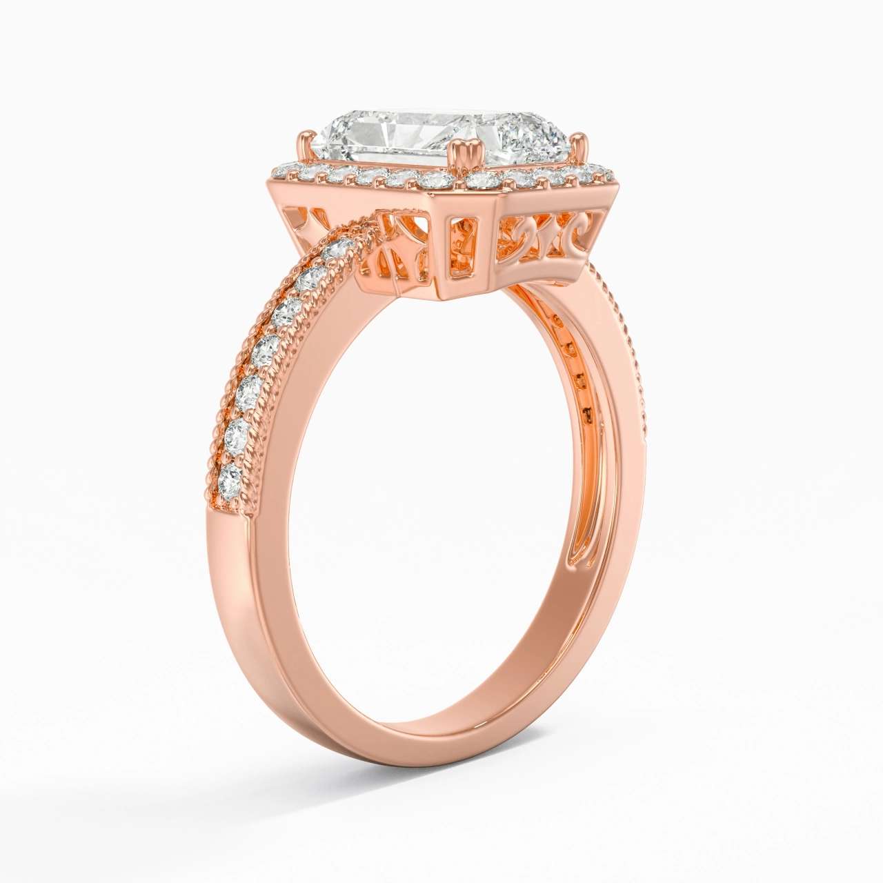 14K Rose Gold Moissanite Engagement Ring